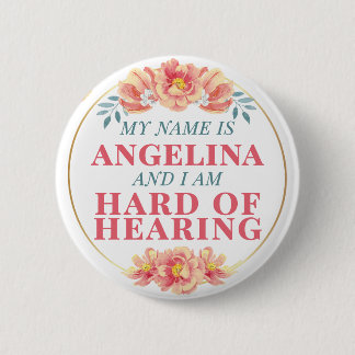 Weibliche Orange Rose Blumenname Schwerhörig Button