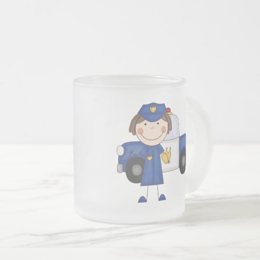Weibliche Polizeibeamte-T-Shirts und Geschenke Mattglastasse (VorderseiteRechts)
