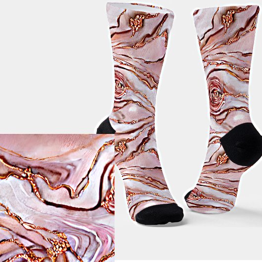 Weibliche Quarz Rose Gold Marmortextur Socken