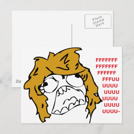Weibliche Rage Postkarte (Vorne/Hinten)