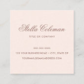 Weibliche, rosa, minimalistische Leinen beruflich Quadratische Visitenkarte (Rückseite)