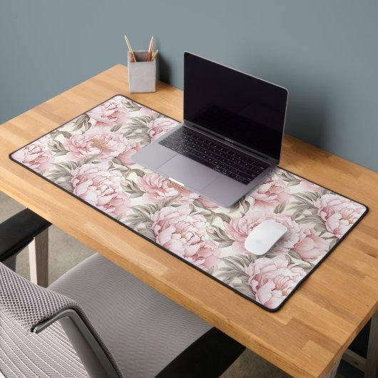 Weibliche Rosa Pink Peony Desk Mat Schreibtischunterlage (Büro 2)