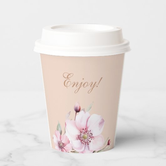 Weibliche Rosa Rose Blütendusche Pappbecher (Vorderseite)