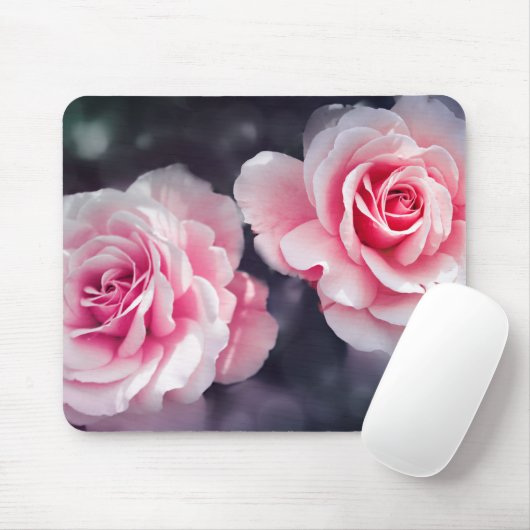 Weibliche rosa Rosen-BlumenFoto Mousepad (Mit Mouse)
