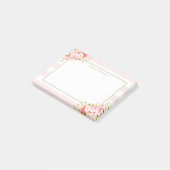 Weibliche rosa Streifen und Pfingstrosen II Post-it Klebezettel (angewinkelt)