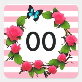 Weibliche Rose 18. 21. 30. 40. Geburtstag Quadratischer Aufkleber