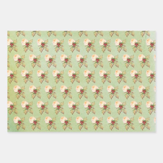 Weibliche Rose, Berries und Foliage Geschenkpapier Set (Vorderseite 2)