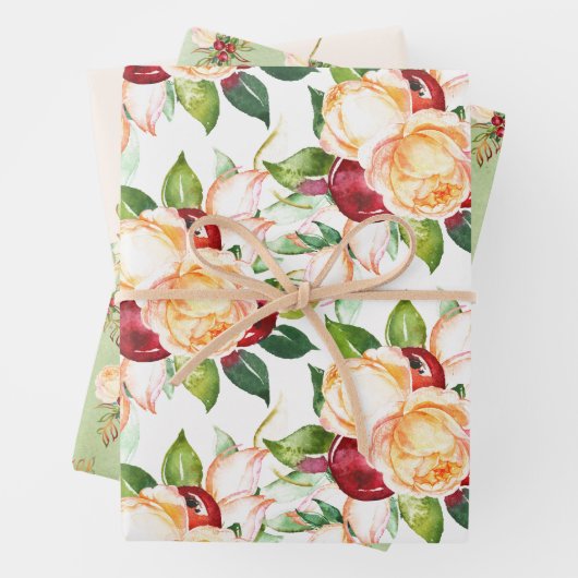 Weibliche Rose, Berries und Foliage Geschenkpapier Set (Beispiel)