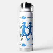Weibliche Runner farbenfrohe blaugrüne Silhouetten Trinkflasche (Hinten)