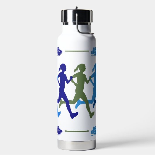 Weibliche Runner farbenfrohe blaugrüne Silhouetten Trinkflasche (Links)