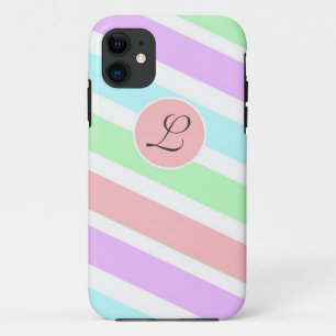Weibliche, sanfte Pastellfarben-Streifen, Monogram Case-Mate iPhone Hülle