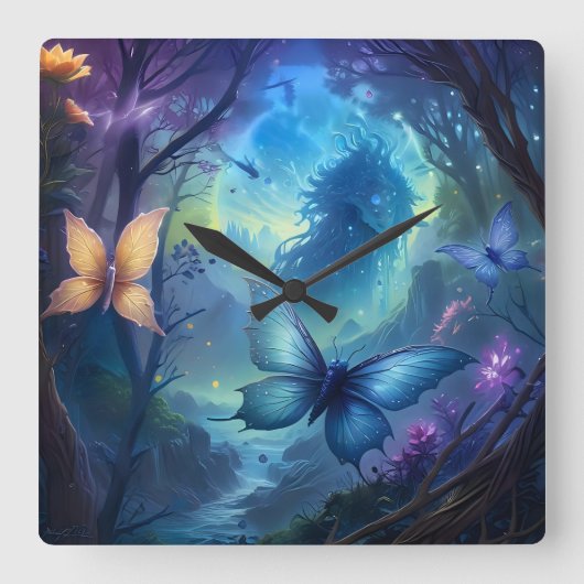 Weibliche Schmetterlinge Quadratische Wanduhr (Vorderseite)