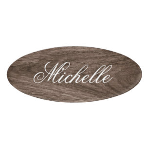Weibliche Schrift, elegantes braunes Eichenholzkor Namenschild