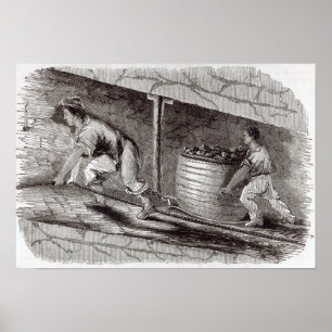 Weibliche Schublade in einem Kohlebecken in Little Poster