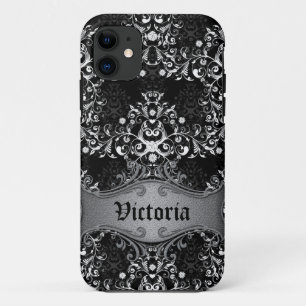 Weibliche schwarz-weiße Damast-Victorian-iPhone-Hü Case-Mate iPhone Hülle