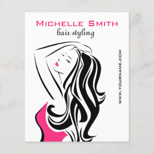 Weibliche schwarze und rosa Mode Mädchen Haarstyli Flyer