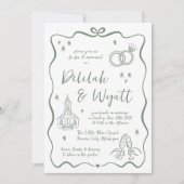 Weibliche Stimmen | Handgezogene Doodles | Hochzei Einladung (Vorderseite)