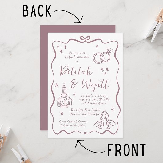 Weibliche Stimmen | Handgezogene Doodles | Hochzei Einladung