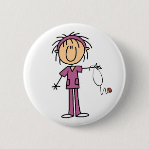 Weibliche Stockfigur Krankenschwester Button