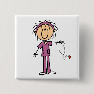 Weibliche Stockfigur Krankenschwester Button