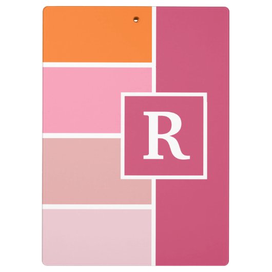 Weibliche Streifen mit Monogramm Klemmbrett (Rückseite)