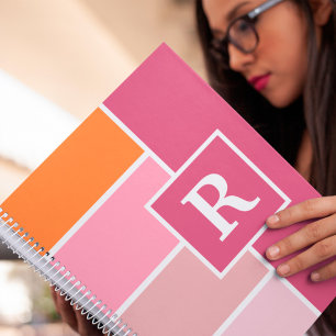 Weibliche Streifen mit Monogramm Notizblock