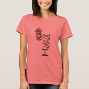 Weibliche Strichmännchen-Bäcker-T-Shirts und T-Shirt