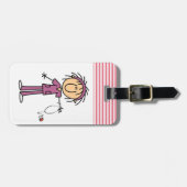 Weibliche Strichmännchen-Krankenschwester Gepäckanhänger (Vorderseite horizontal)