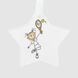 Weibliche Strichmännchen-Tennisspielerin Ornament