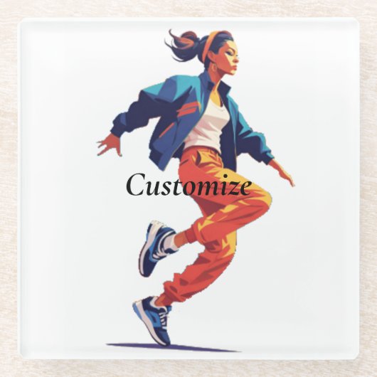 Weibliche Tänzerin Hip Hop Thunder_Cove Glasuntersetzer (Vorderseite)