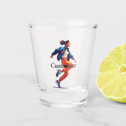 Weibliche Tänzerin Hip Hop Thunder_Cove Schnapsglas (Vorderseite)