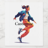 Weibliche Tänzerin Hip Hop Thunder_Cove Weinetikett (Einzelnes Label)