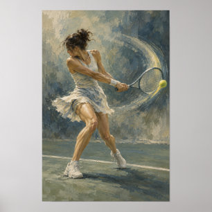 Weibliche Tennisspielerin Rückhand Wandkunst – Dyn Poster