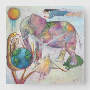 Weibliche Tiere Art Quadratische Wanduhr