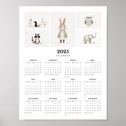 Weibliche Tiere Boho Minimal 2025 Wall Calendar Poster (Vorne)