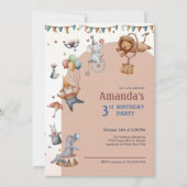 Weibliche Tiere Circus Geburtstagsparty Einladung (Vorderseite)