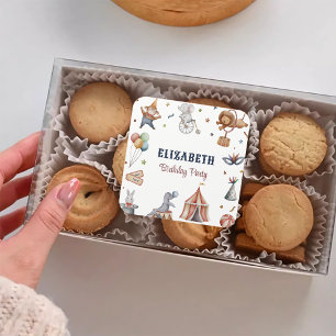 Weibliche Tiere Circus Geburtstagsparty Quadratischer Aufkleber