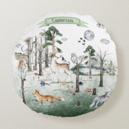 Weibliche Tiere im Wald individuell anpassbar Rundes Kissen