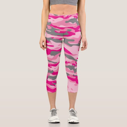 Weibliche Trainerin Rosa Camouflage Individuelle N Capri Leggings (Vorderseite)