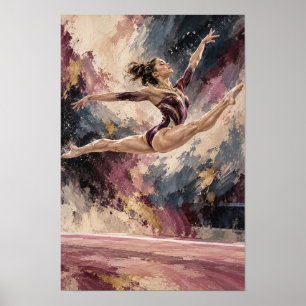 Weibliche Turnerin Split Leap Expressiver abstrakt Poster