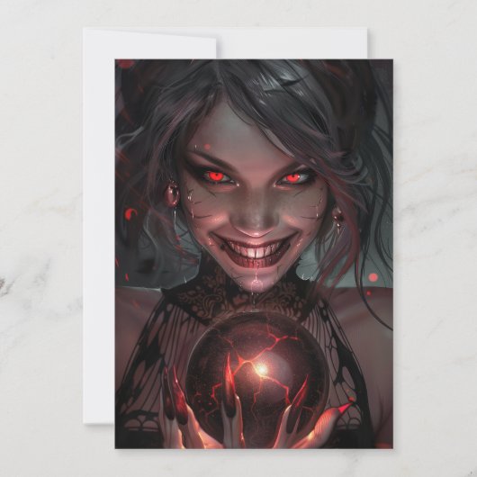 Weibliche Vampire Lächeln mit Orb Einladung (Vorderseite)