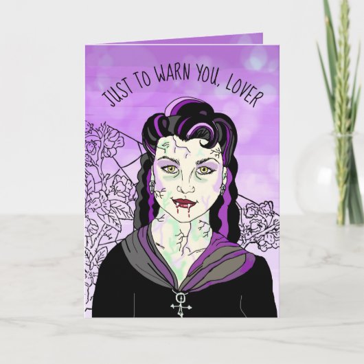 Weibliche Vampire, romantisches Halloween I BITE Karte (Vorderseite)