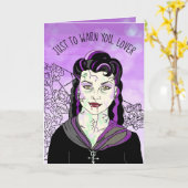 Weibliche Vampire, romantisches Halloween I BITE Karte (Gelbe Blume)