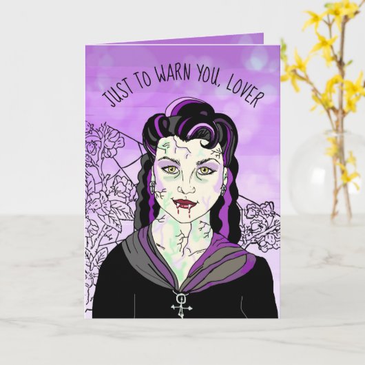 Weibliche Vampire, romantisches Halloween I BITE Karte (Gelbe Blume)