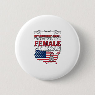 Weibliche Veteranenmacht Patriotisches Vintage-Shi Button