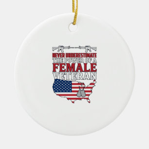 Weibliche Veteranenmacht Patriotisches Vintage-Shi Keramik Ornament