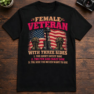 Weibliche Veteranin mit drei Seiten Stille Fun Ver T-Shirt