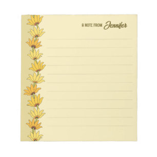 Weibliche, vintage, handgezeichnete Sonnenblumen-R Notizblock
