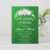 Weibliche Vintage Rosengrenze 50. Geburtstag Einladung (Stehend Vorderseite)