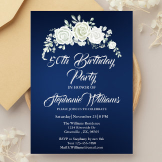 Weibliche Vintage Rosengrenze 50. Geburtstag Einladung